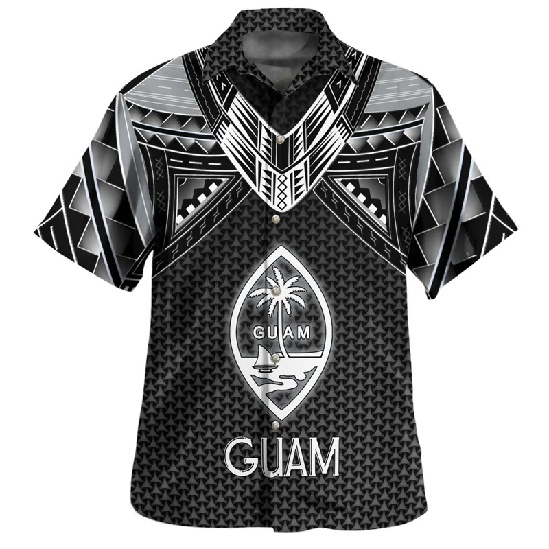 

Vintage 3D Guam Island National Flag Printing Shirts Guam Coat Of Arm Graphic Short Shirts For Men Fashion Cool Clothing Clothes