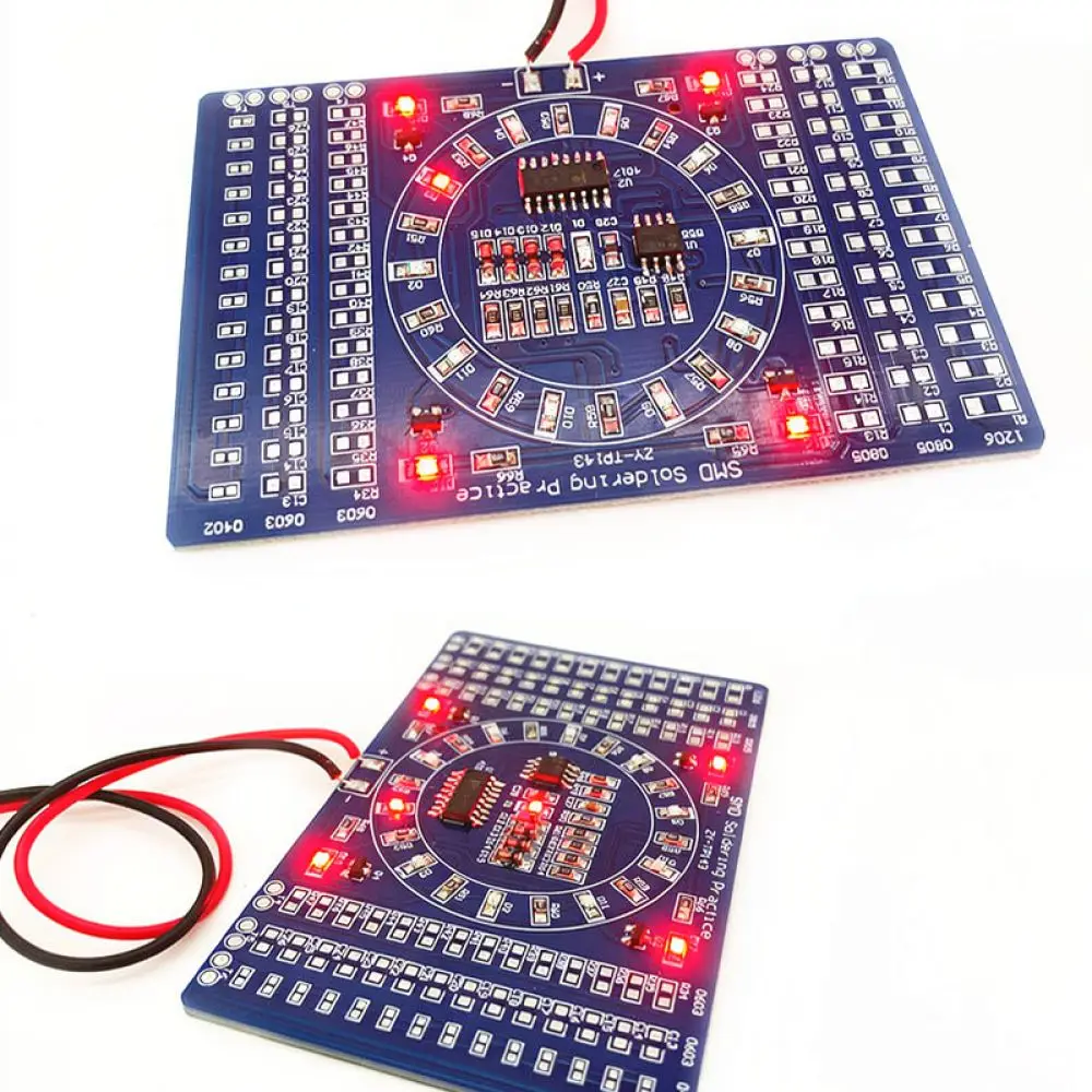 PCB Soldering Training Kit SMD Rotating Flashing LED Light DIY Electronic Components Practice Board Assembly Set