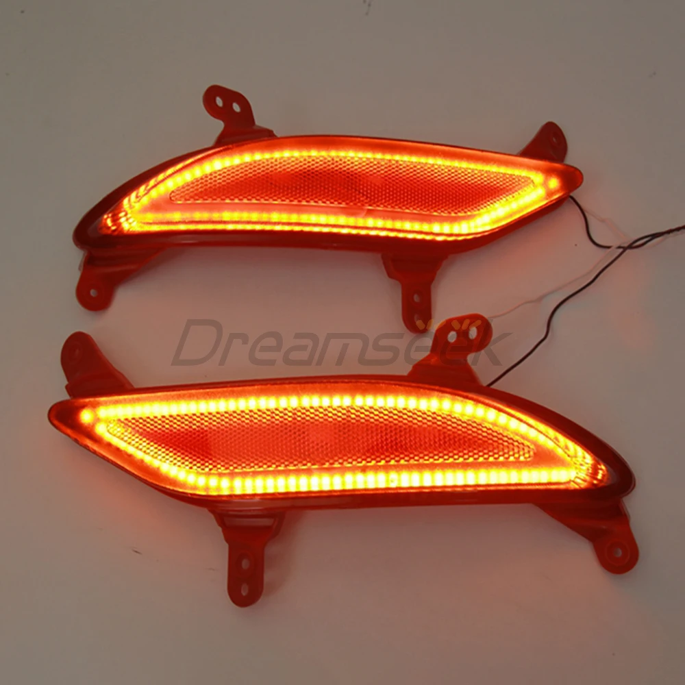 2Pcs LED Reflector Rear Bumper Tail Light for Hyundai Santa Fe Sport 2013 2014 2015 2016 Driving Fog Lamp Taillight Left + Right