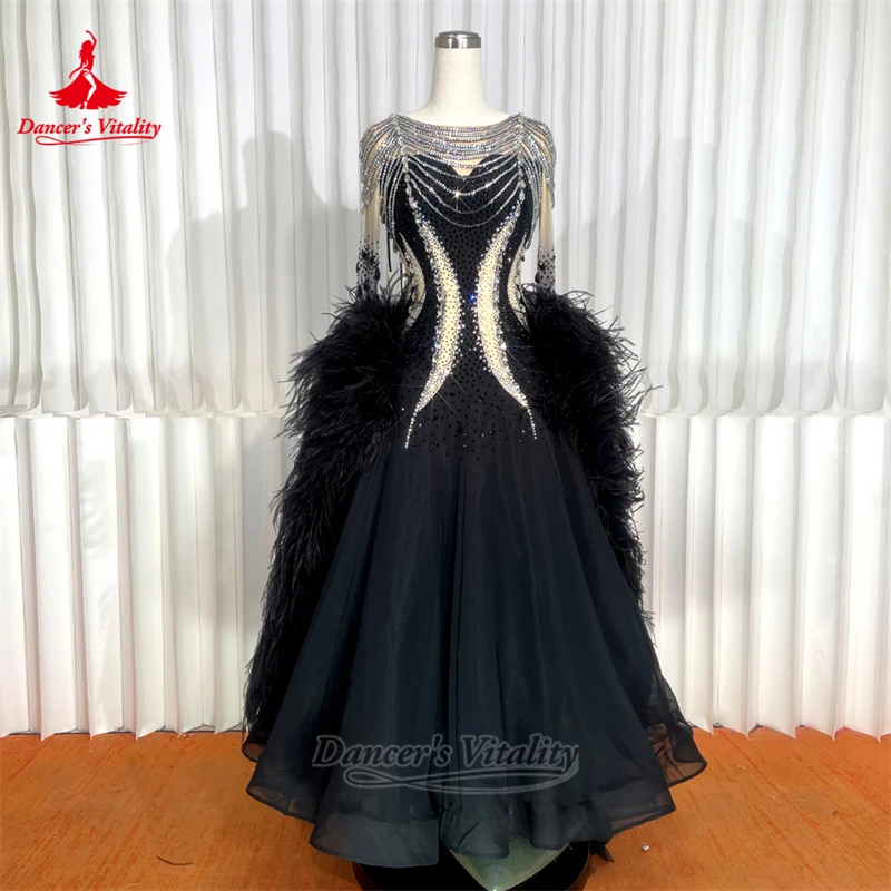 International Championship Ballroom Dance Luxurious AB Stones Graceful Dresses Customized Dancer's Vitality Adult Waltz Outfit