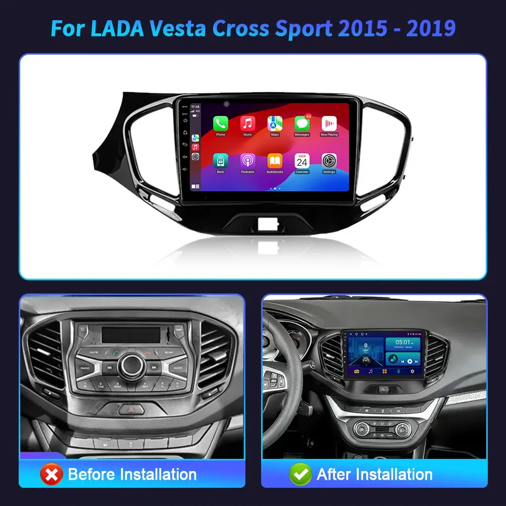 9”Car Radio Android 16 For LADA Vesta Cross Sport 2015-2019 BT Carplay Multimedia Navigation Head Unit 2K QLED Screen