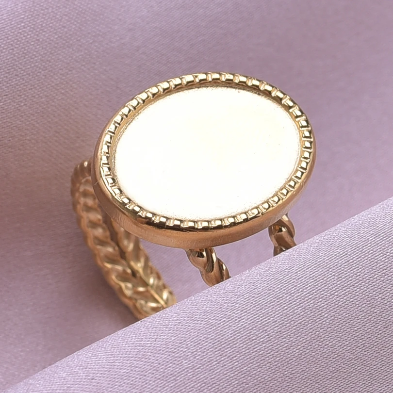 1/5pcs Real Gold Plated Round Heart Oval Blank Base Adjustable Stainless Steel Ring For Women Men Accessories DIY Stone Oil Drop
