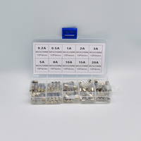 100pcs 5x20mm Quick Blow Glass Tube Fuse Assorted Kit Amp 0.2A 0.5A 1A 2A 3A 5A 8A 10A 15A 20A 250V with Storage Box