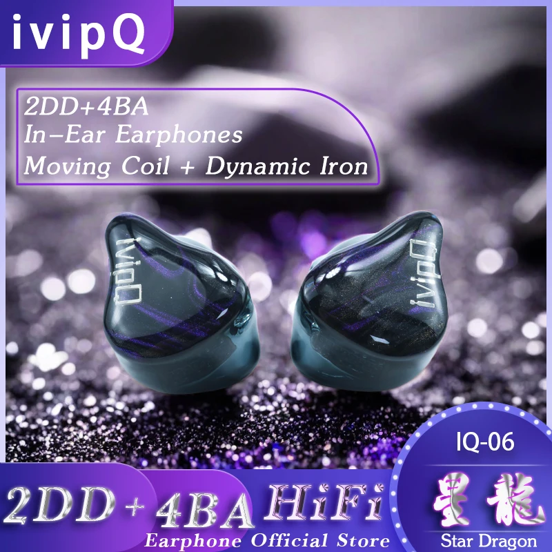 

IvipQ Звездный дракон флагманский IEMS 2DD + 4BA Гибридный Драйвер HIFI аудиофил наушники смешанные с 4,4 мм 2PIN наушники кабель обновления