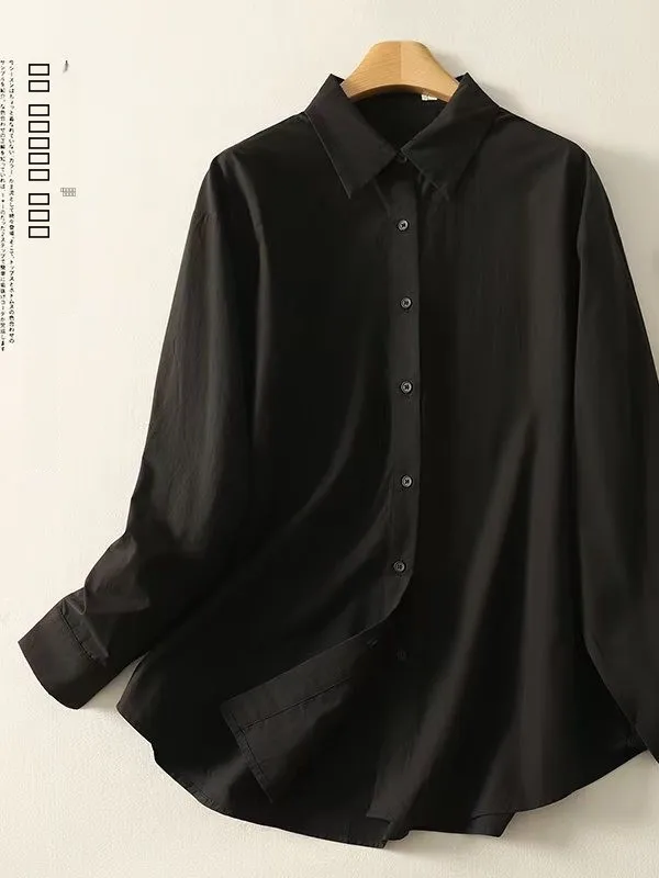 เสื้อผู้หญิงทรงหลวมผ้าฝ้ายสไตล์ฝรั่งเศส ระบายอากาศดี รุ่นใหม่ล่าสุดสำหรับฤดูใบไม้ร่วง สวมใส่สบายต่อผิว