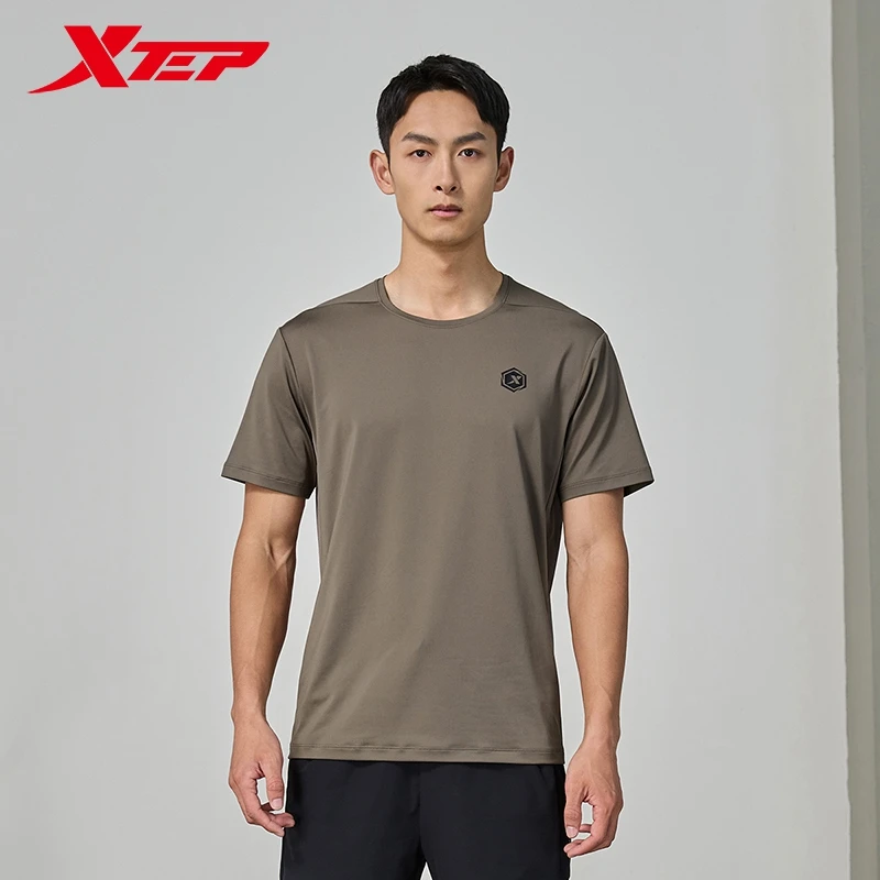 Xtep Short Sleeve Knitted Shirt For Men 2024 Summer Quick-Drying Men's T-shirt Sports Breathable Soft Outdoor Tops 876229010173