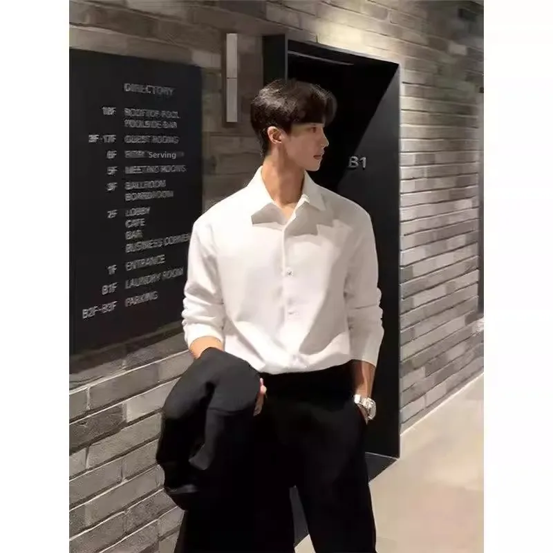 

Summer Large Size 300 Pounds Retro British Style Long Sleeve Shirt Men's Suit Elegant Cool Gentleman's Fashion Polyester Fiber