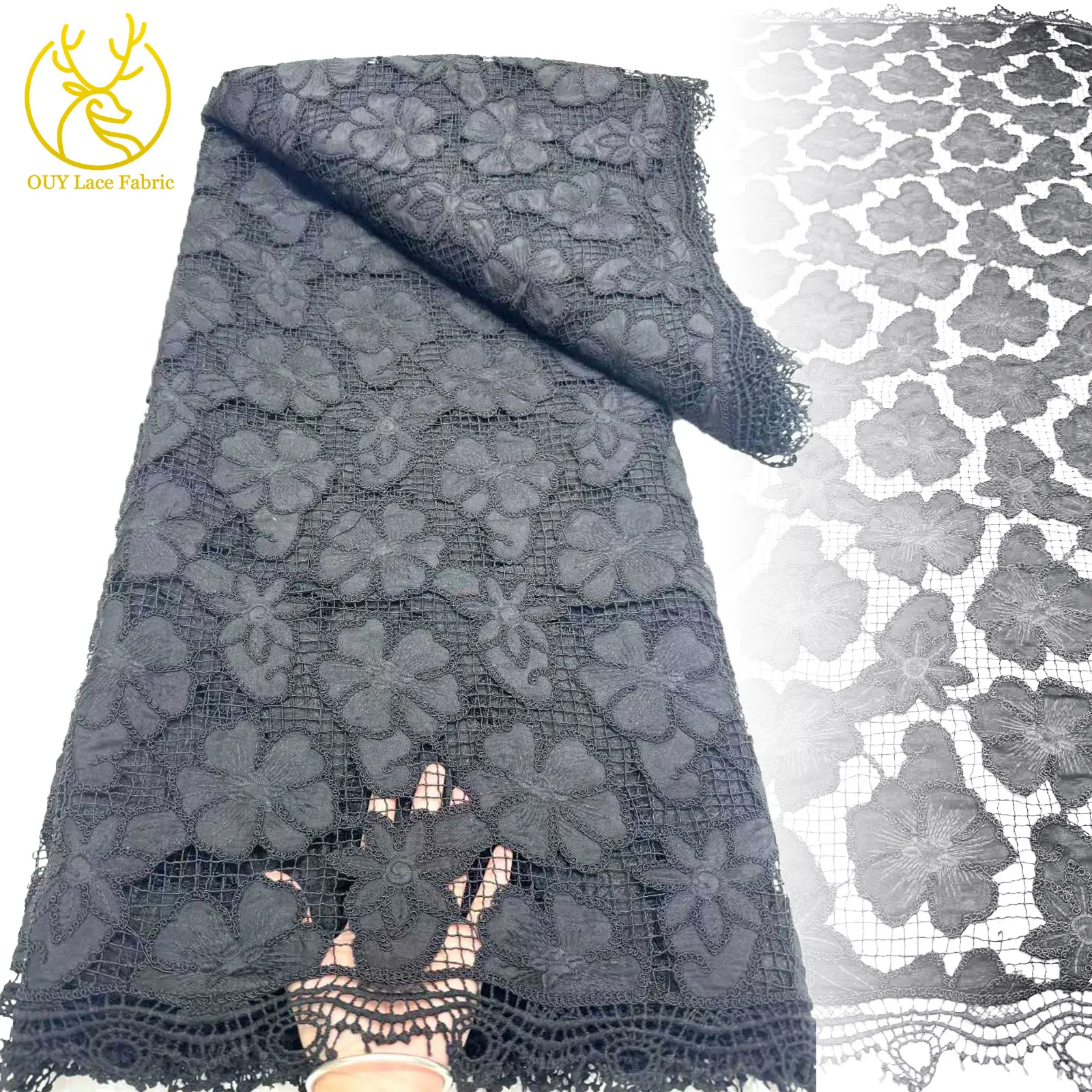 

African Guipure Lace Lace Cord Fabric 5 yards Hot French Nigerian Water Soluble Lace Fabric for Women Wedding Party Dresses