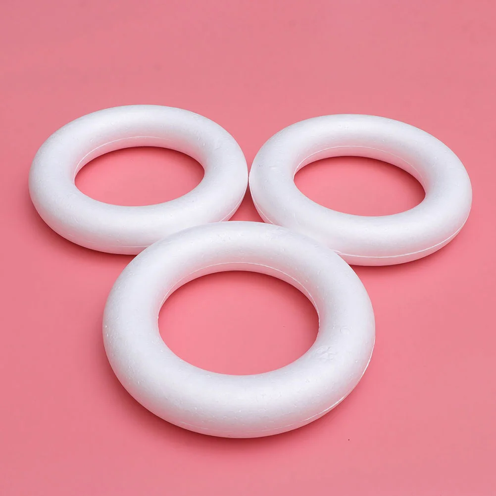 3 PCS Polystyrene Foam Circles Kit Kids Rings for Girls White Frame Circular Child DIY Accessory