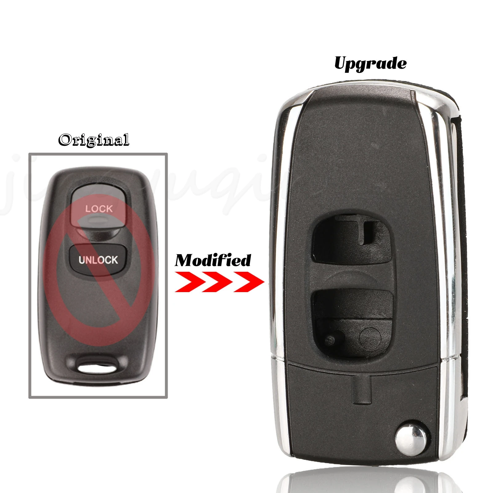 

jingyuqin Modified 2 Buttons Car Key Shell Cover For Mazda 2 3 6 323 626 Folding Flid Key Case