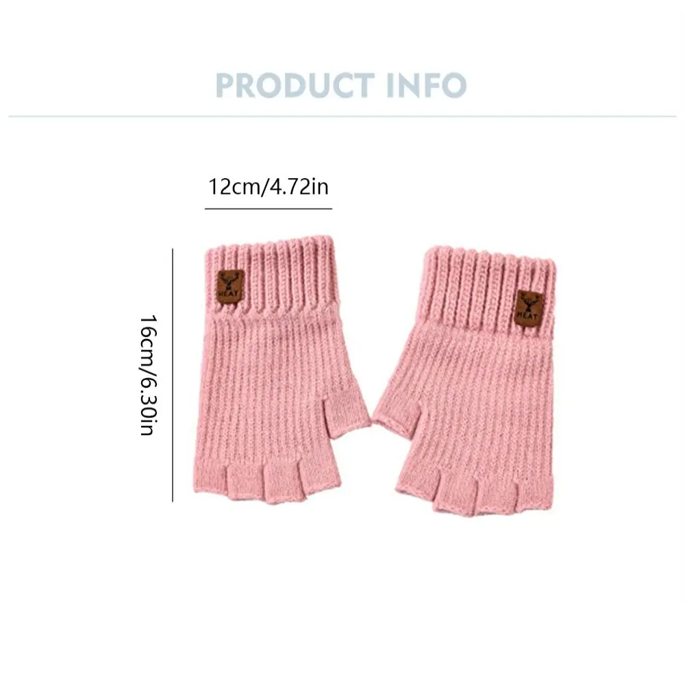Fashion Knitting Warm Gloves Thicken Solid Color Knitted Mittens Elastic Touch Screen Half Finger Gloves for Autumn Winter