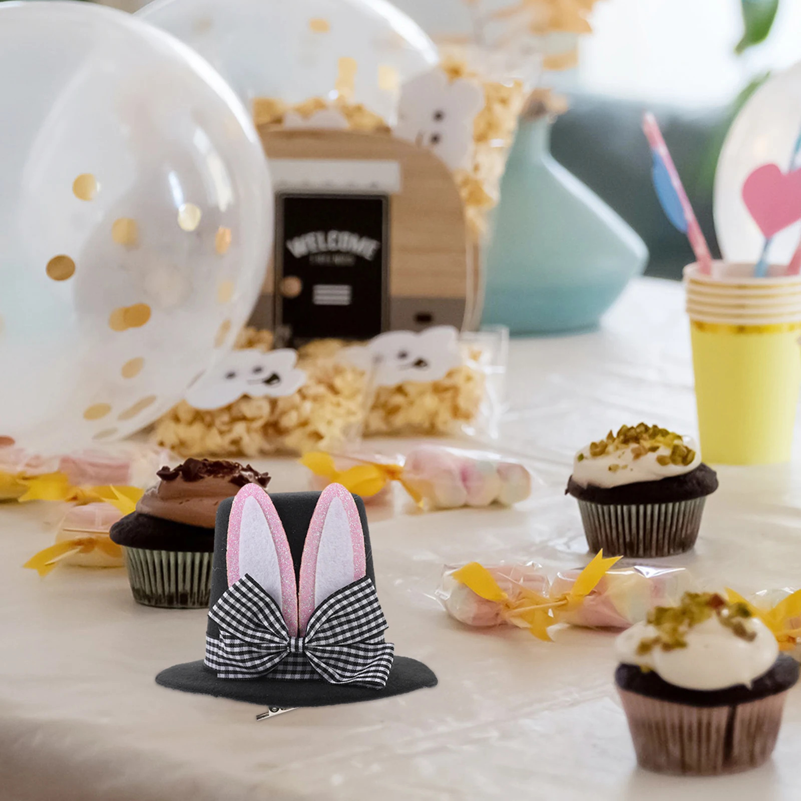 

Easter Hair Clip Bunny Ears Bowknot Cute Mini Hat Headpiece For Women Holiday Party Costume Accessory Fascinator Top Hat