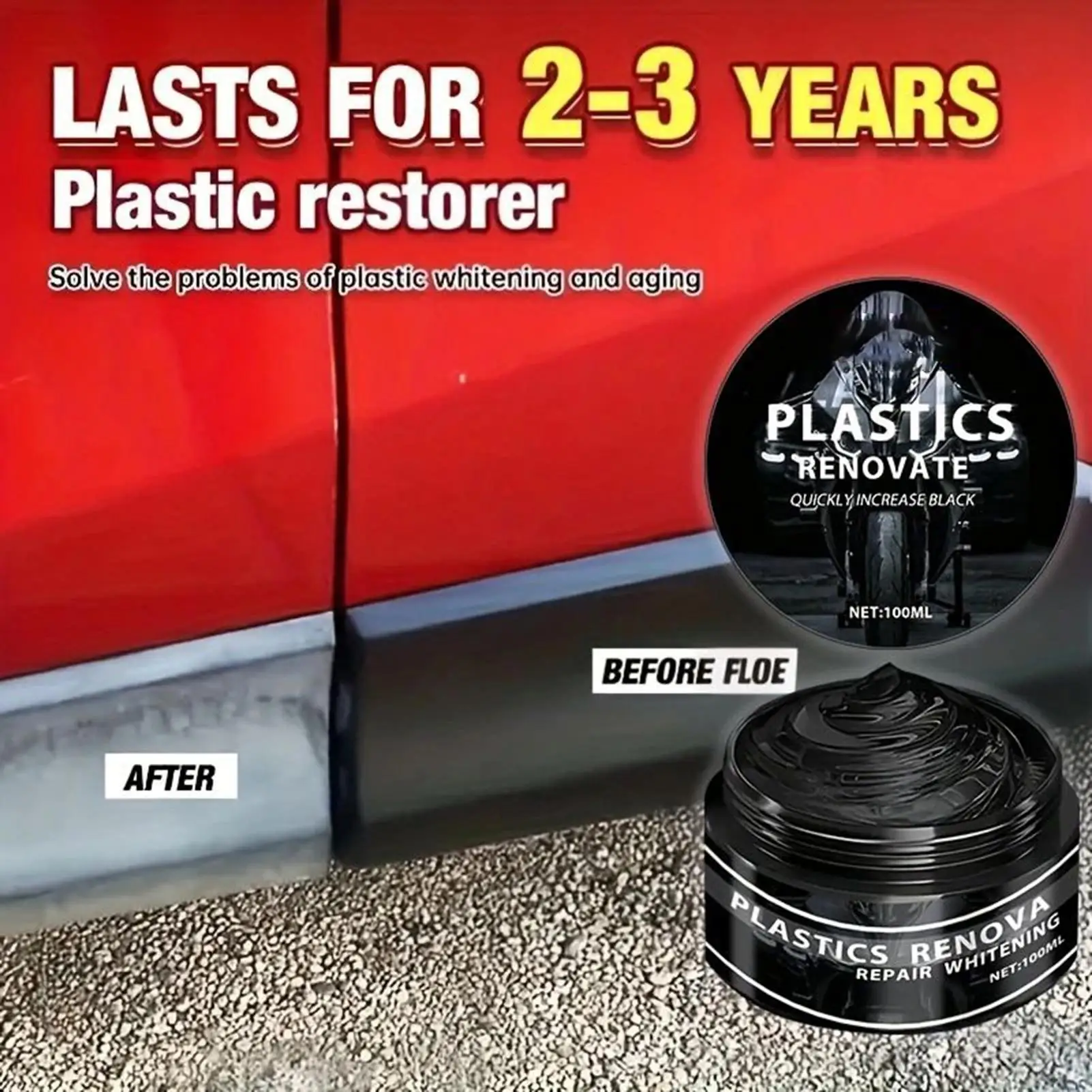 Leather And Plastic Repair Polishing Wax 100ML Fade-Resistant Quick-Drying High-Gloss UV-Protectant Rubber Repair Wax