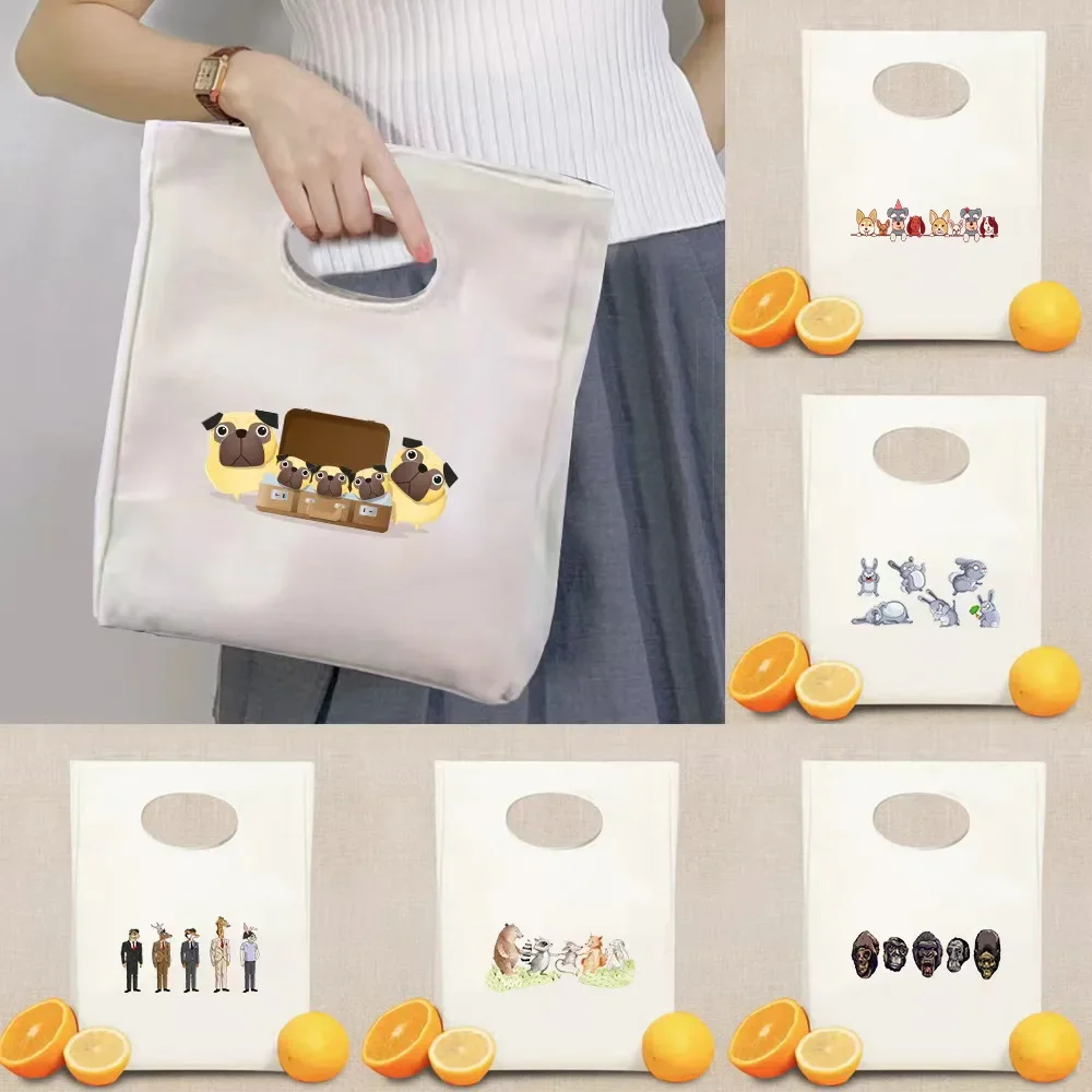New Fashion Lunch Bag Large Capacity Student Cartoon Pattern Workers Insulated Lunch Bag Portable Camping Thermal Picnic Pouch
