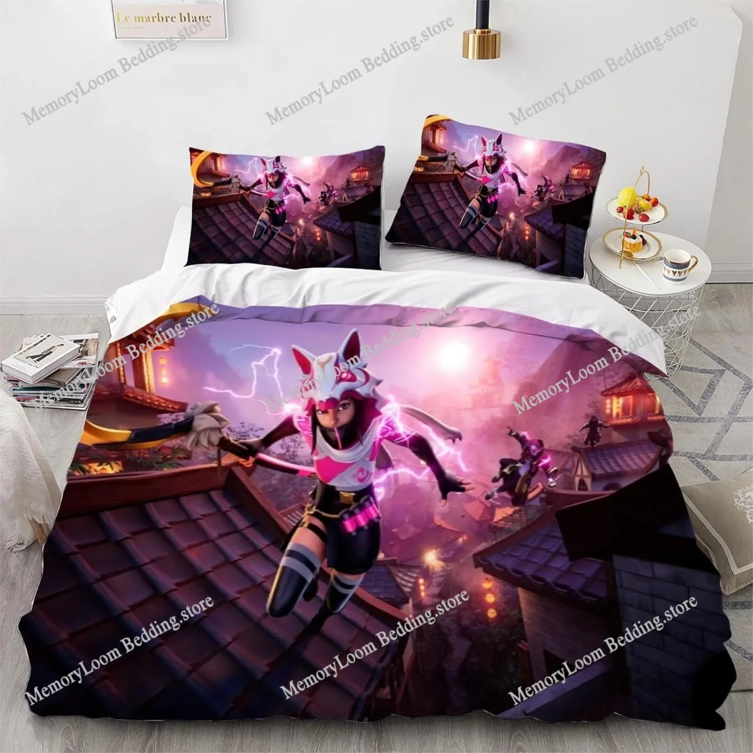 

Singer Angel Rainbow Cartoon Printed Bedding Sets Exquisite Bed Supplies Set Duvet Cover Bed Comforter Set Luxury Birthday Gift