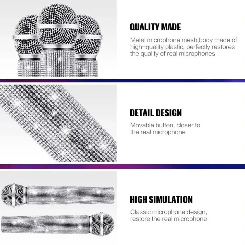 Cubierta Universal para micrófono con diamantes de imitación, Protector de micrófono brillante, forro suave, cubierta para mango de micrófono
