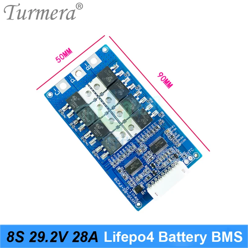 Turmera 8S 24V 29.2V 28A Lifepo4 Bateria BMS z balansem do akumulatorów 18650 32700 33140 Lifepo4 UPS lub akumulatorów motocyklowych