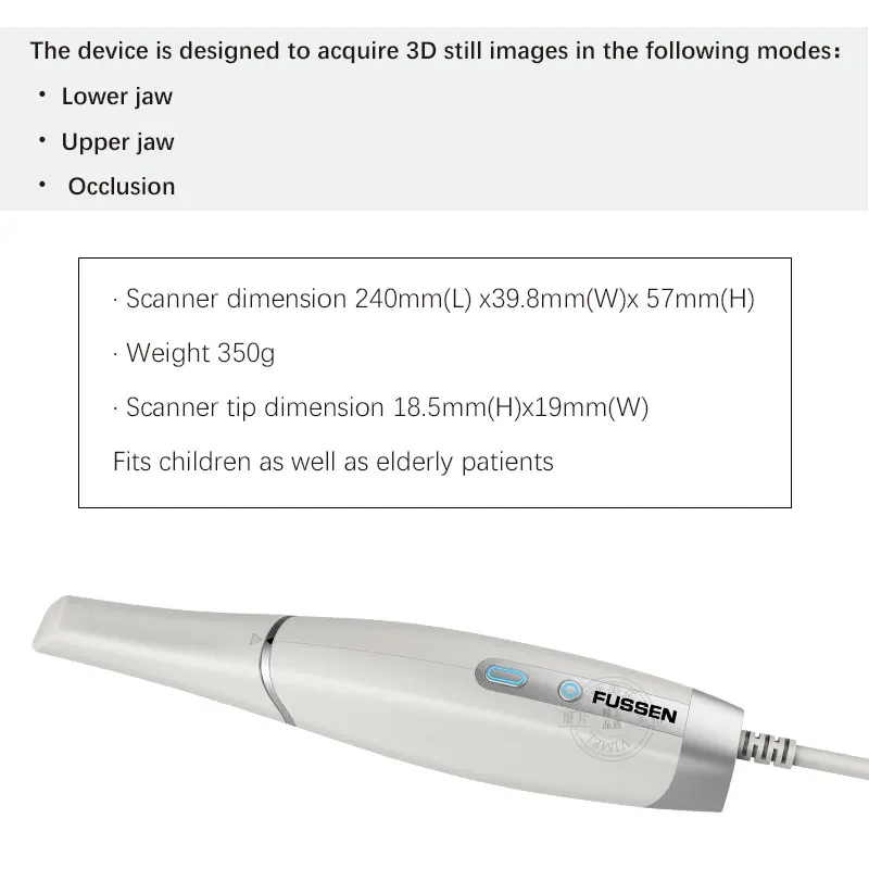 Fussen S6000 Dental 3D Digital Intraoral Scanner Color Scanning 3D High Resolution with High Precision Intraoral Camera