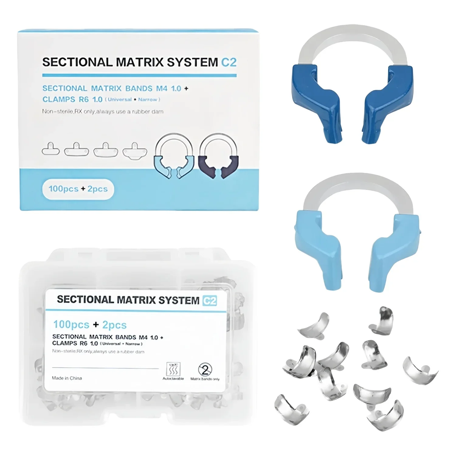 Dental Matrix Bands Clamp Sectional Contoured Matrix System Metal Matrices Nickel Titanium Clamping Ring 4 Sizes Tools