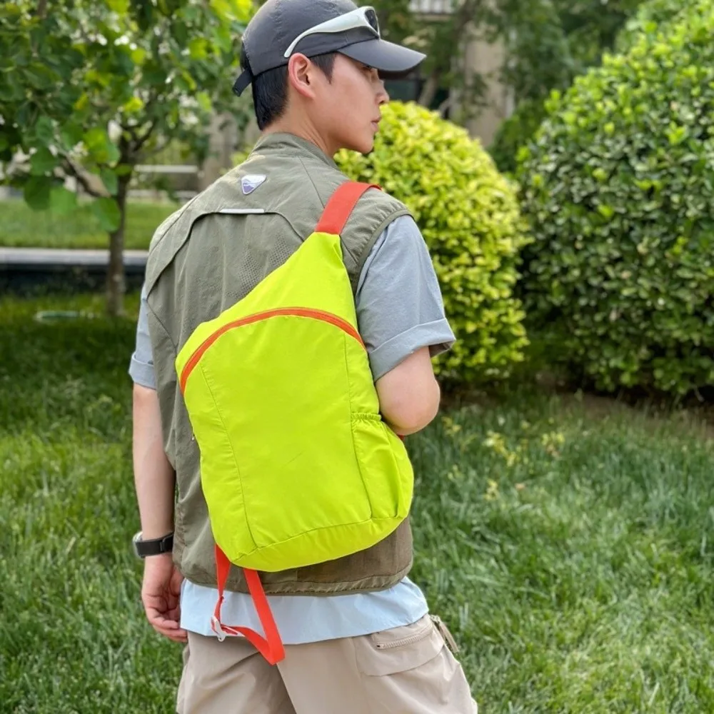 Water Repellent Fabric Foldable Travel Backpack Collapsible Side Elastic Storage Pocket Packable Drawstring Backpack