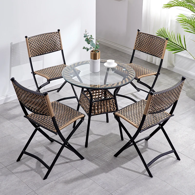 Free Shipping Dining Chairs Metal Space Saving Outdoor Folding Lounge Chair Wicker Beach Sillas De Comedor Balcony Furniture