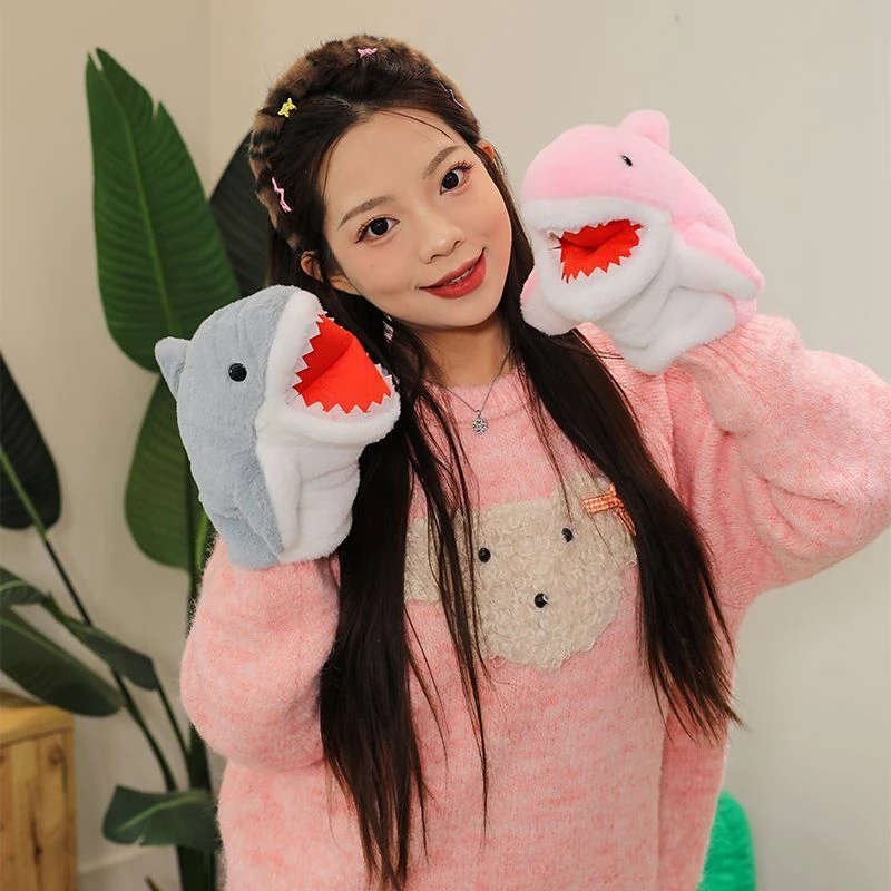 Niedliche Hai-Handpuppen mit Mundöffnung, Plüschtiere, Meeressuchtung, Tierpuppen für Kinder, Geburtstags- und Weihnachtsgeschenke