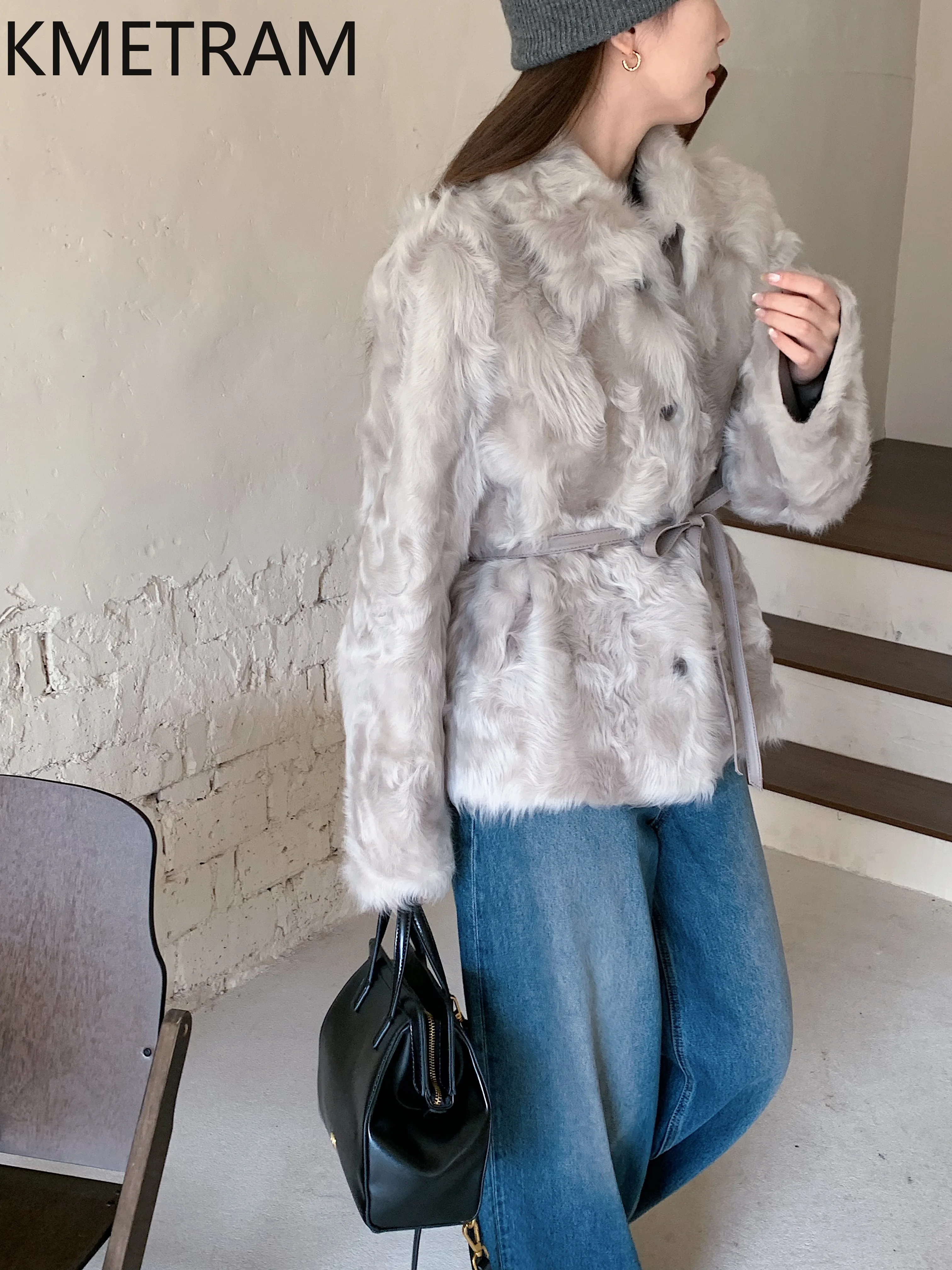 KMETRAM Echtes Schaffell mit Wolle befestigten Jacken Vintage Wendepelzjacke Damenbekleidung 2025, Winter Neu in Mäntel Maxim