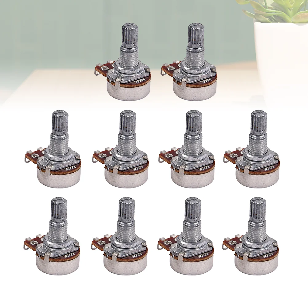 10pcs A50k Full Size Bass Pots Potentiometer Long Knurled Split Shaft Audio Taper Low Friction for Guitar Bass