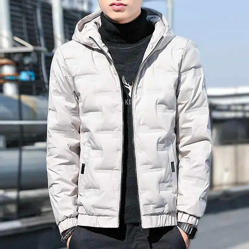 

Men's Cotton Padded Winter Jaet 2024 Faion Thiened Simple Sle Long Length Baseball Collar Youth Trend