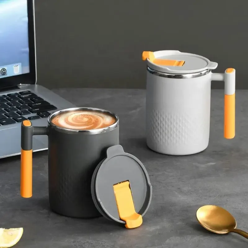 1pc Household Kitchen Coffee Products 304 Stainless Steel Shell Double Wall Coffee Insulated Vup with Handle and Lid