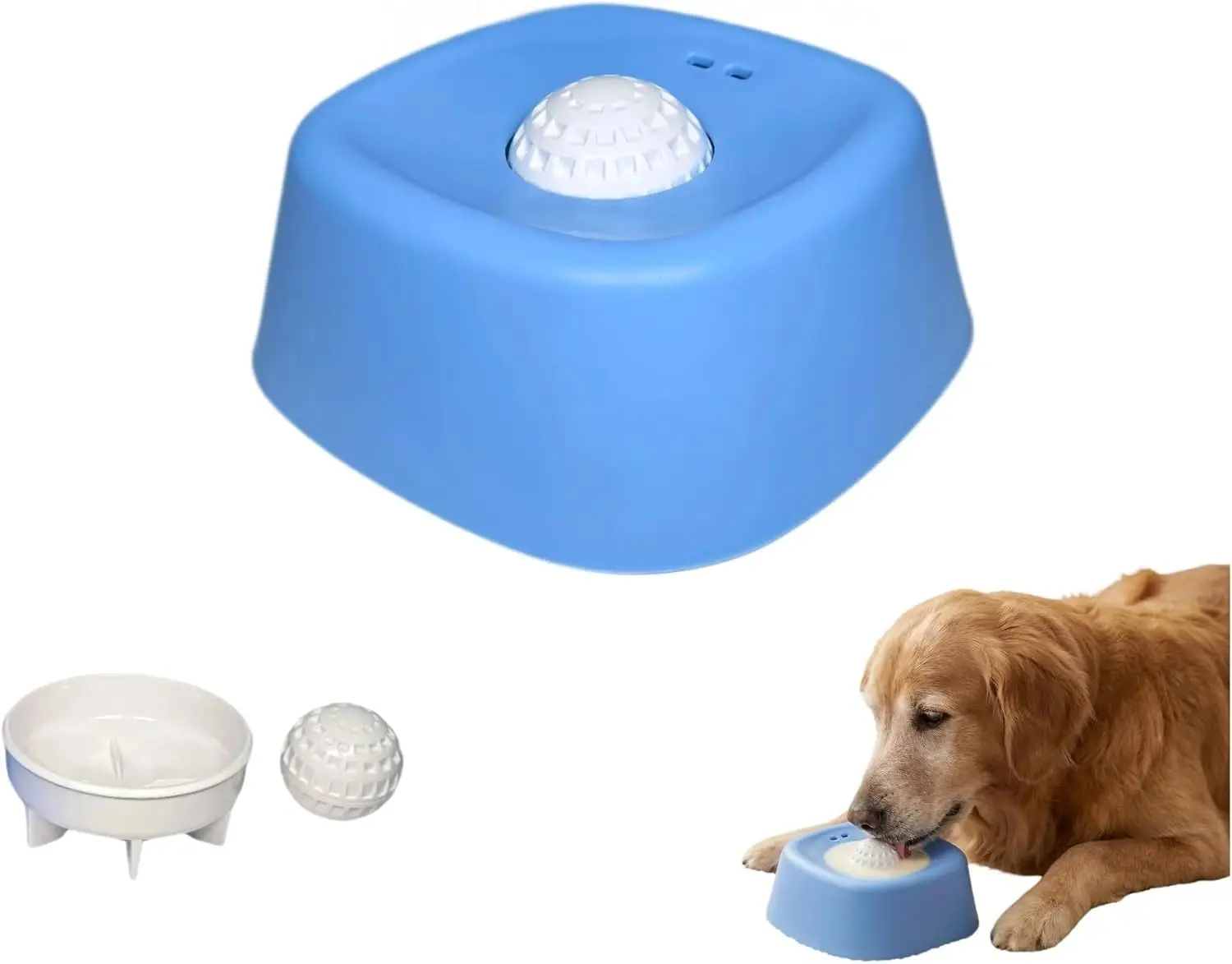 

Slow Feeder Lick Bowl for Liquid Dog Treats Spill-Resistant Lick Mat with Rolling Ball for Bone Broth & Yogurt