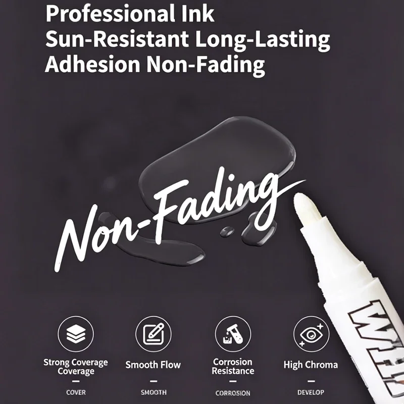 6pcs White Marker Pen-long Head 0.7 and 1.5 2.8mm Tip Fast Drying, for Crafts of Glass, Metal- for Drawing, Writing, Art