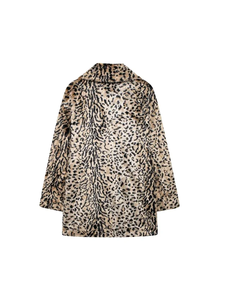 Willshela Women Fashion Faux Fur Printed Hidden Breasted Coats Vintage Lapel Neck Long Sleeves Female Chic Lady Outfits