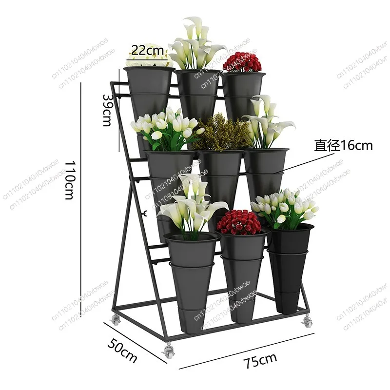 Florist flower stand flower display stand shelf multi-layer ladder movable belt wheel
