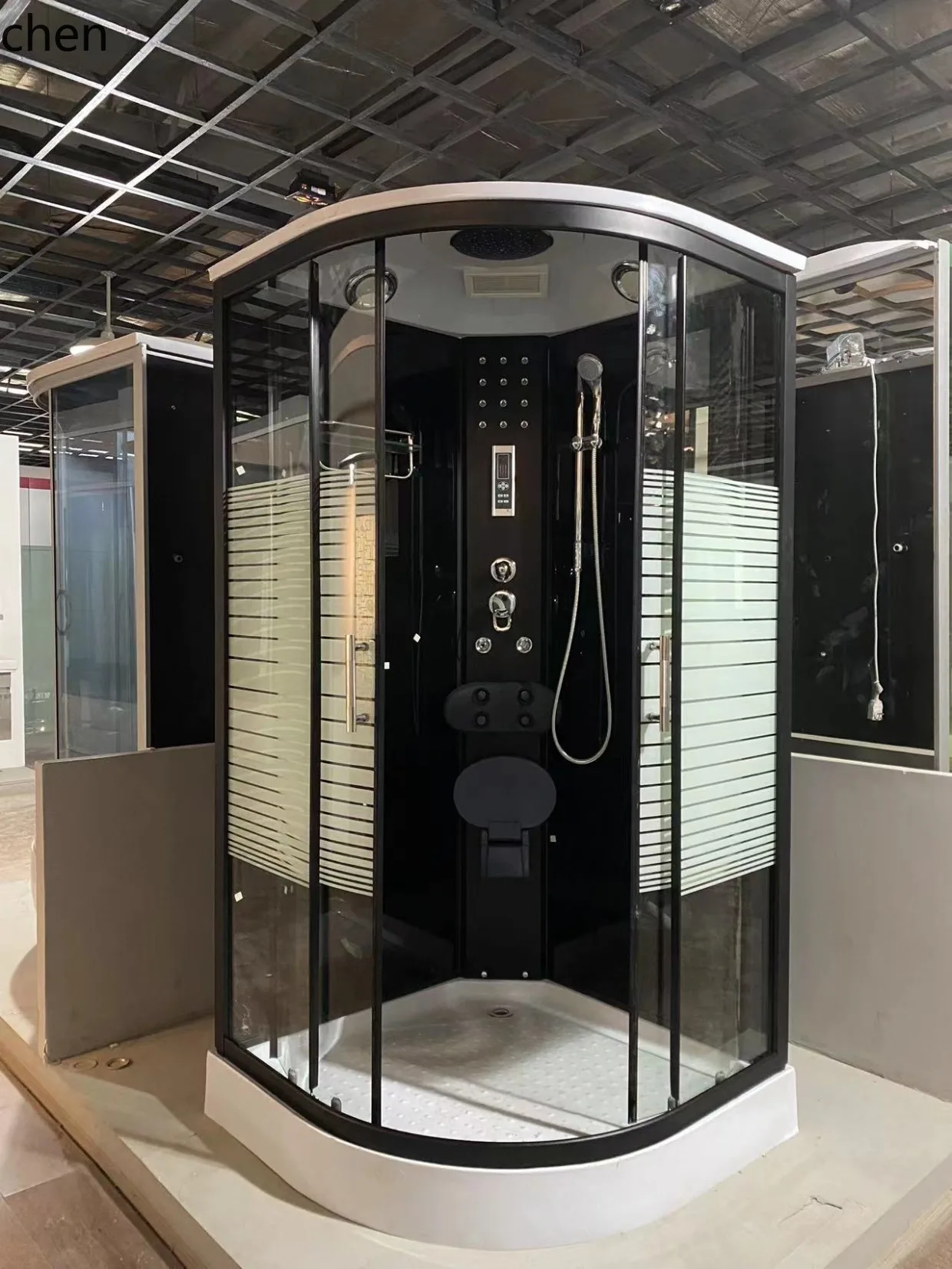 integral shower room pulley glass partition arc fan integrated bath room