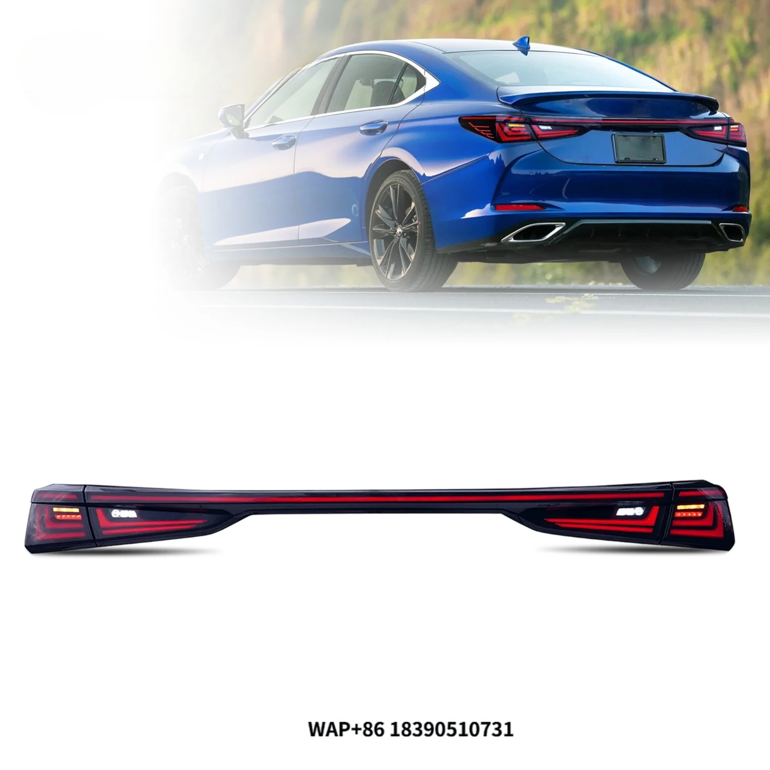 HCMOTIONZ LED Rear Lights Assembly for ES 2019-2023 ES350/300h/200/260 Upgrade 2024 Design Tail Lamps with Middle Lamp