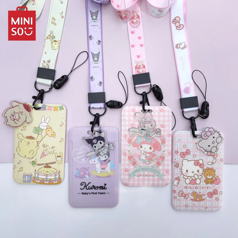 

MINISO Sanrio Hello Kitty Card Cover Case Kawaii Figure Kuromi Melody Cosplay Badge ID Bank Cards Holder Neck Straps Lanyard