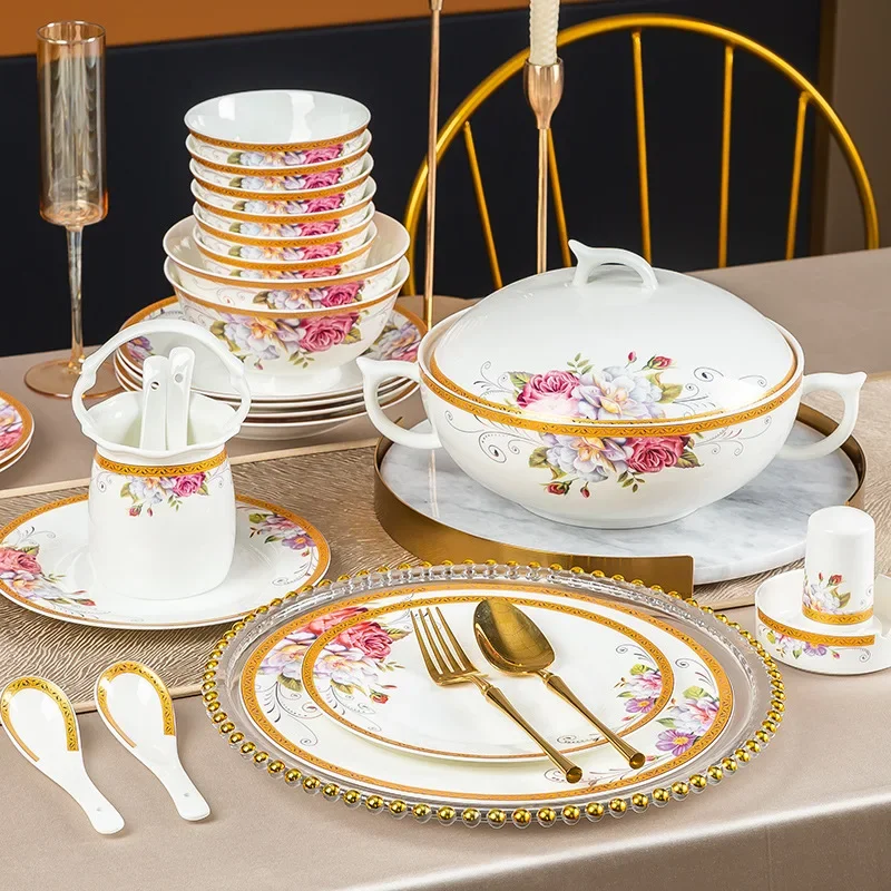 Ceramic tableware, household chopsticks, rice bowls, vegetable dishes