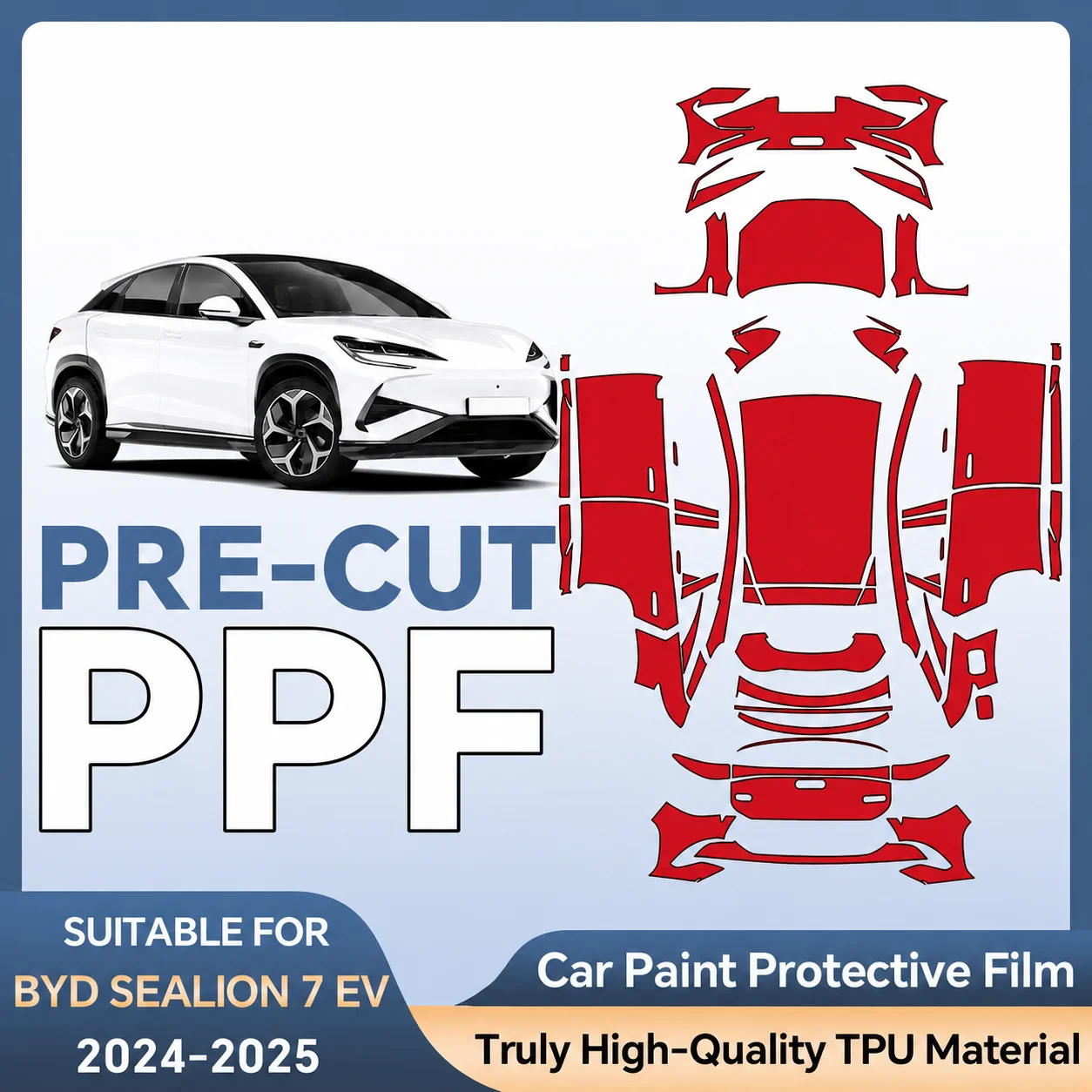 

8.5Mil Pre-cut PPF For BYD Sealion 7 EV 2024 2025 TPU Bumper Clear Paint Protection Film Scratch-Resistant Exterior Accessories