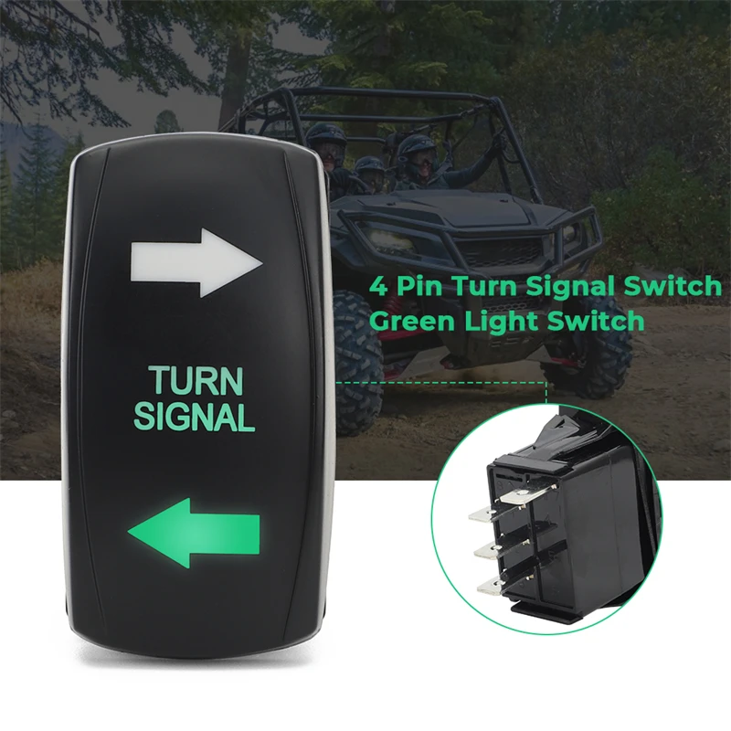 Turn Signal Switch with Wiring Dual Green Led Light On/Off/On Turn Signal Switch for UTV ATV All Can-am Maverick Polaris Ranger