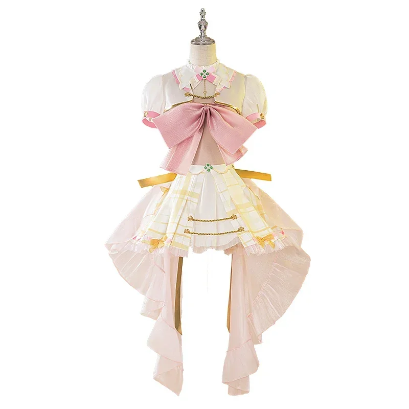 أزياء كوسون VTuber Ace Taffy التأثيرية YouTuber Ace فستان وردي من قماش التفتاح أغطية الرأس قفازات جوارب مجموعة مناسبة الاتفاقية #5