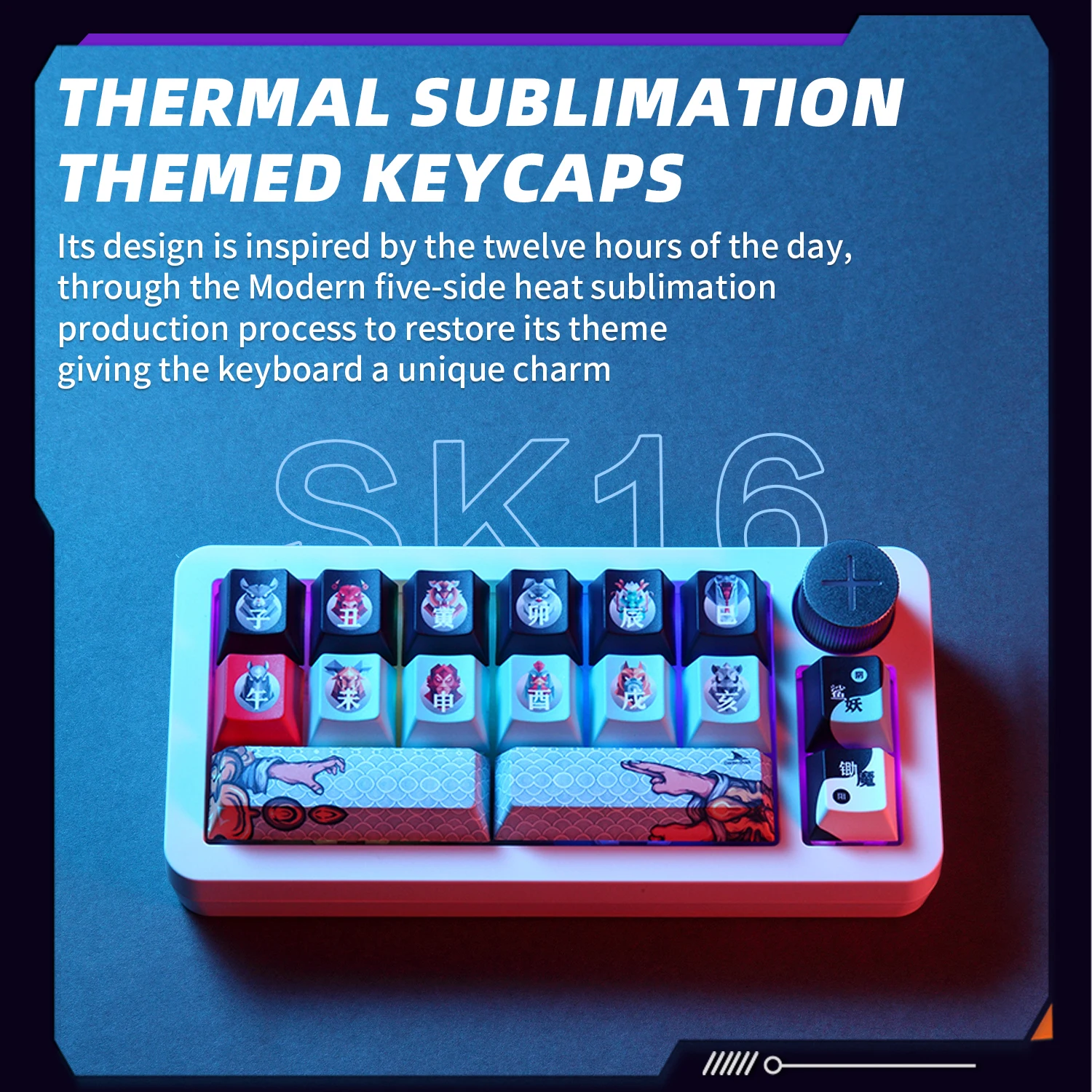 Darmoshark SK16 Wireless Numeric keypad Tri mode  Bluetooth Mechanical Keyboard 16 Keys Hot Swap Zodiac Keycaps HUANO Switch