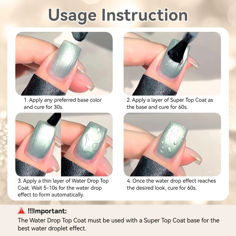 BORN PRETTY 1/2 Stück Wassertropfen Top Coat Gel Nagellack Ohne Abwischen Super Top Coat Semi-Permanent UV LED Gel Maniküre Nägel – Detail 8