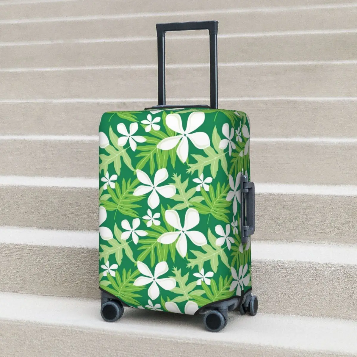 

Tropical Floral Suitcase Cover Green Leaf Print Cruise Trip Protection Flight Useful Luggage Case