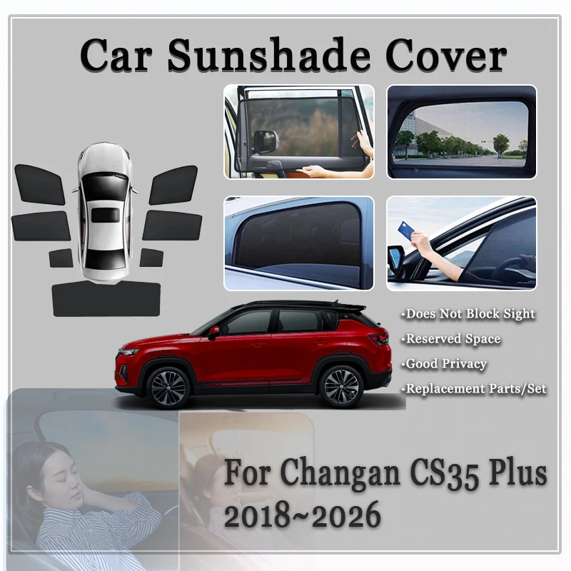 

Автомобильные накладки на солнцезащитный козырек для Changan CS35 Plus 2018 ~ 2026, защита от УФ, магнитная сетка, солнцезащитный козырек, оконная крышка, ветрозащитные стекла, автомобильные аксессуары