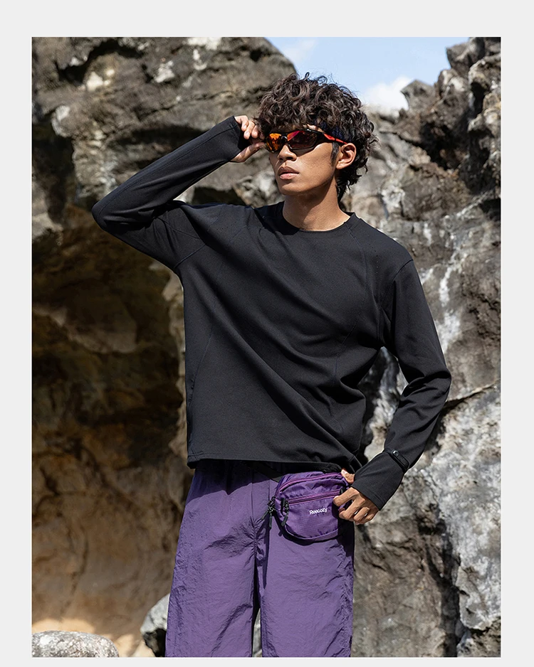 Herren Performance-T-Shirt mit Rundhalsausschnitt und langen Ärmeln – UPF50+ Sonnenschutz, 7A antibakteriell & schnelltrocknend für Sport- und Outdoor-Aktivitäten – Detail 7