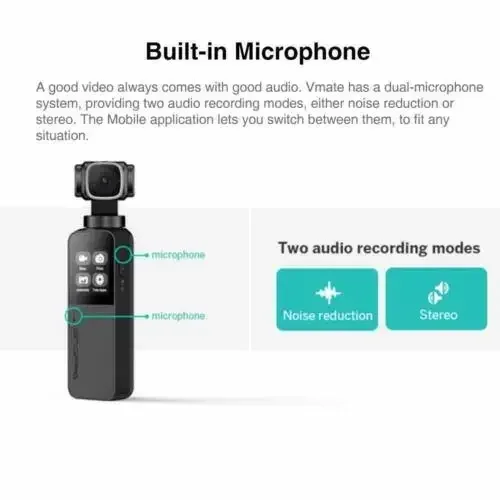 Snoppa Vmate Palm Sized 6-Axis Handheld Pocket  4K  118g Wifi Connection With Microphone 90 Degree Rotating Lens