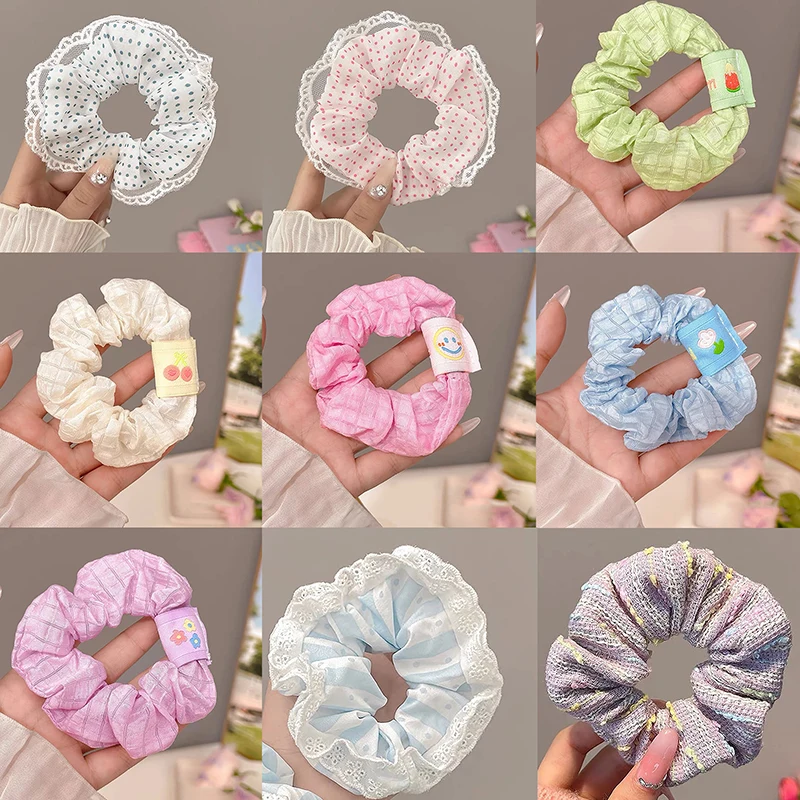 เกาหลี StyleSatin ผ้าไหมผ้าคู่ซาตินขนาดใหญ่ Scrunchies อุปกรณ์เสริมผมสําหรับผู้หญิง High-end วงยืดหยุ่นสําหรับหญิง