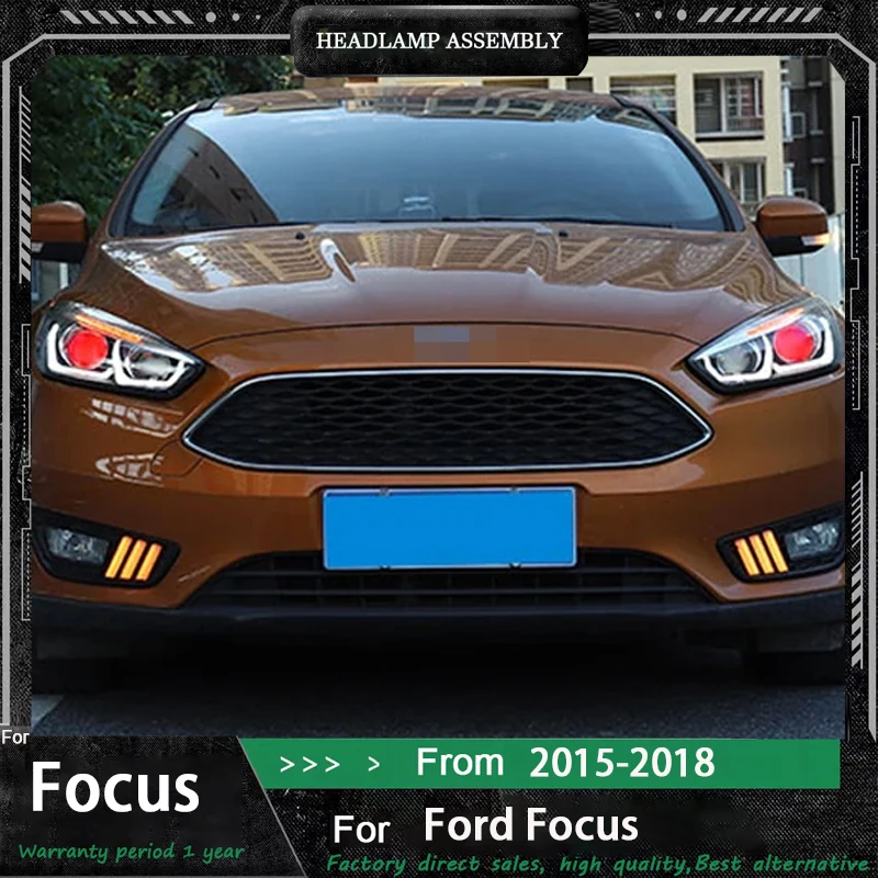 Day Running Lights For Ford Focus 2015 2016 2017 2018 Dual Lens LED DRL Upgrade Headlight Front Lamp Automotive Car Accessories