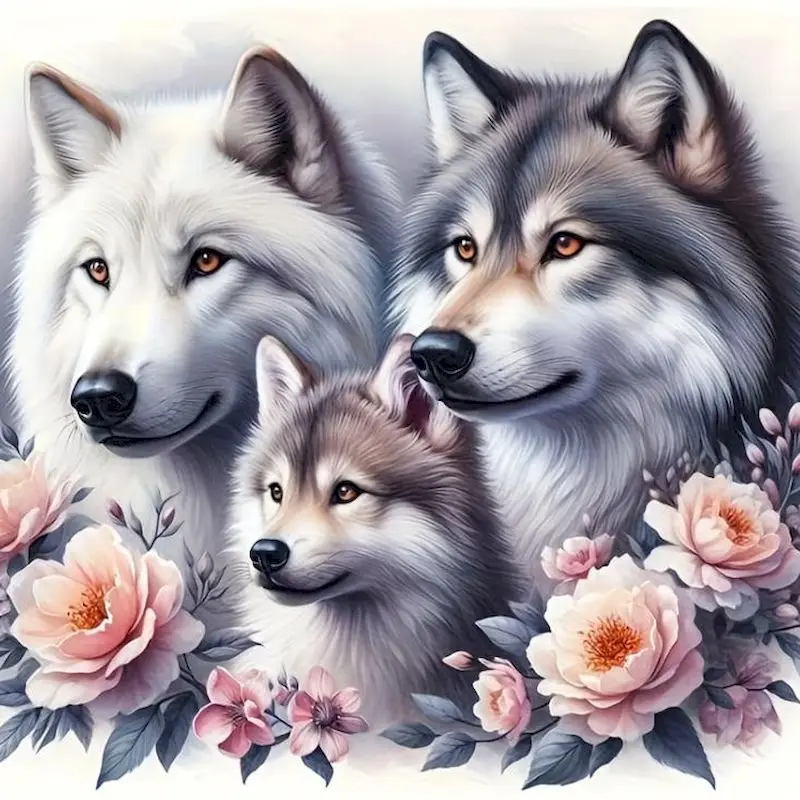 RUOPOTY Diamond Painting Animals Cross Stitch Kits Wolf DIY Embroidery Mosaic Needlework Handmade Hobby